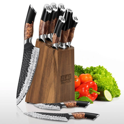SHAN ZU TENGU | Set Coltelli da Cucina 7 Pezzi + Forbici da Cucina Resistenti