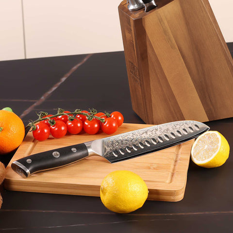 SHAN ZU PRO | Blocco Coltelli Damasco 7 Pezzi + Forbici da Cucina Resistenti