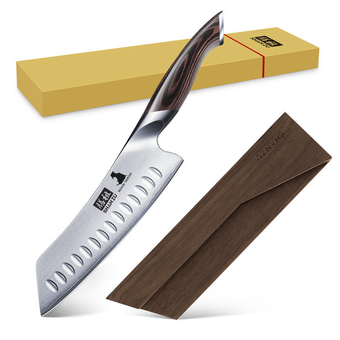SHAN ZU Ronin | Couteau Santoku 7" +Porte-couteaux magnétique