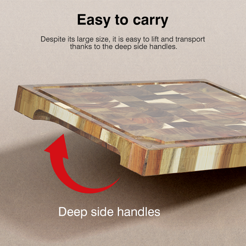 SHANZU Planche à découper en acacia, double face, grain de bout, avec rigole à jus –  40 × 30 × 4 cm