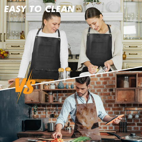 SHANZU Tablier en Cuir Véritable avec Bretelles Réglables