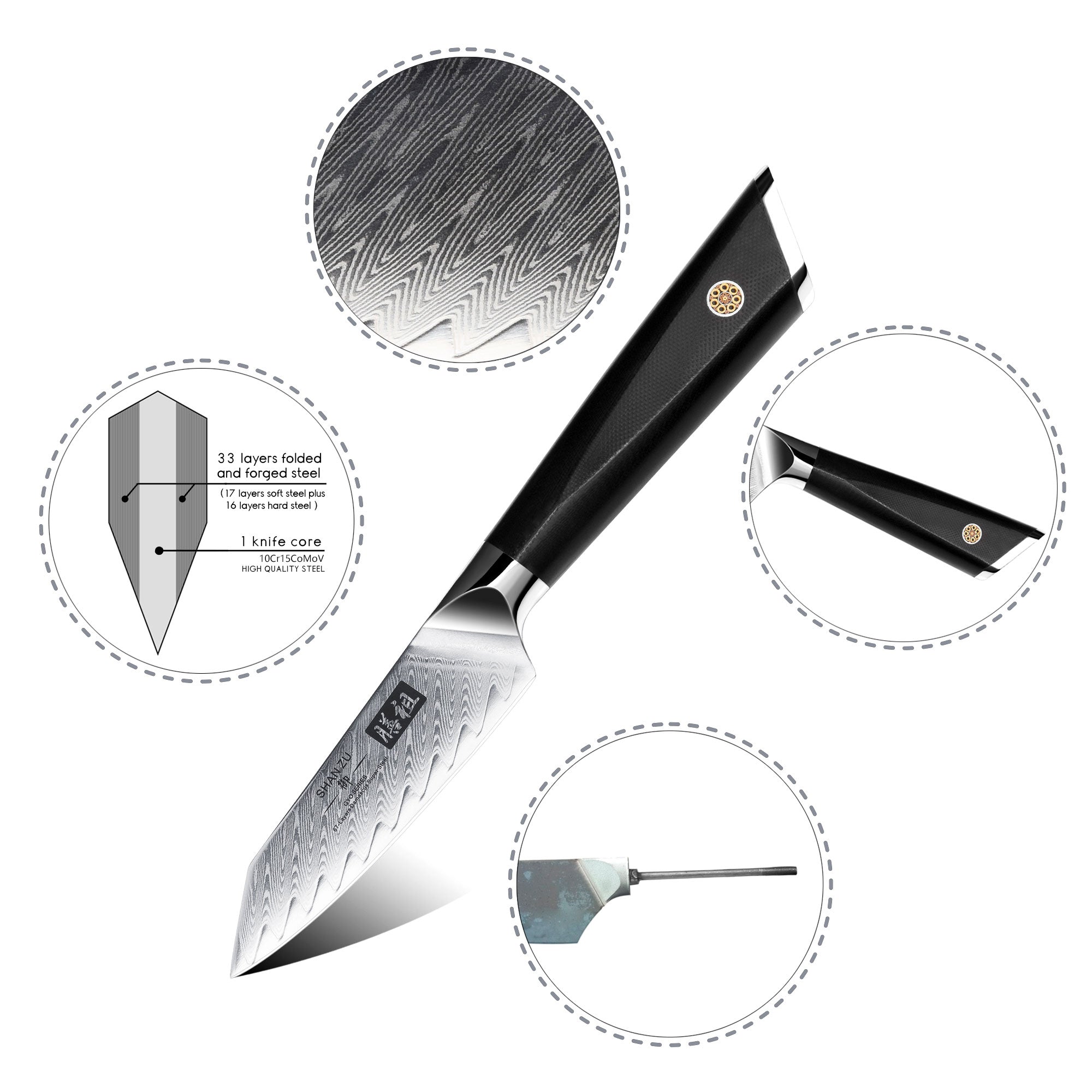 Couteau d'office Damas 3.75