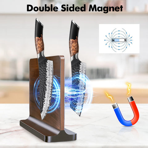 SHAN ZU Serie Tengu | Juego de Cuchillos de Cocina 7 Piezas + SOPORTE MAGNÉTICO 30 CM