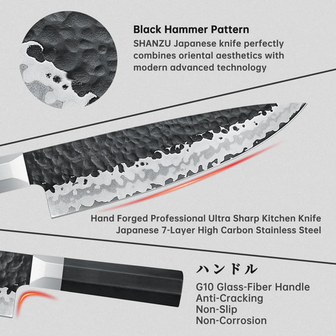 Set de 7 Couteaux Takumi Japonais Gyuto Chef+ Pierre à aiguiser