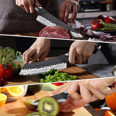 SHAN ZU Serie Tengu | Juego de Cuchillos de Cocina 7 Piezas + SOPORTE MAGNÉTICO 30 CM