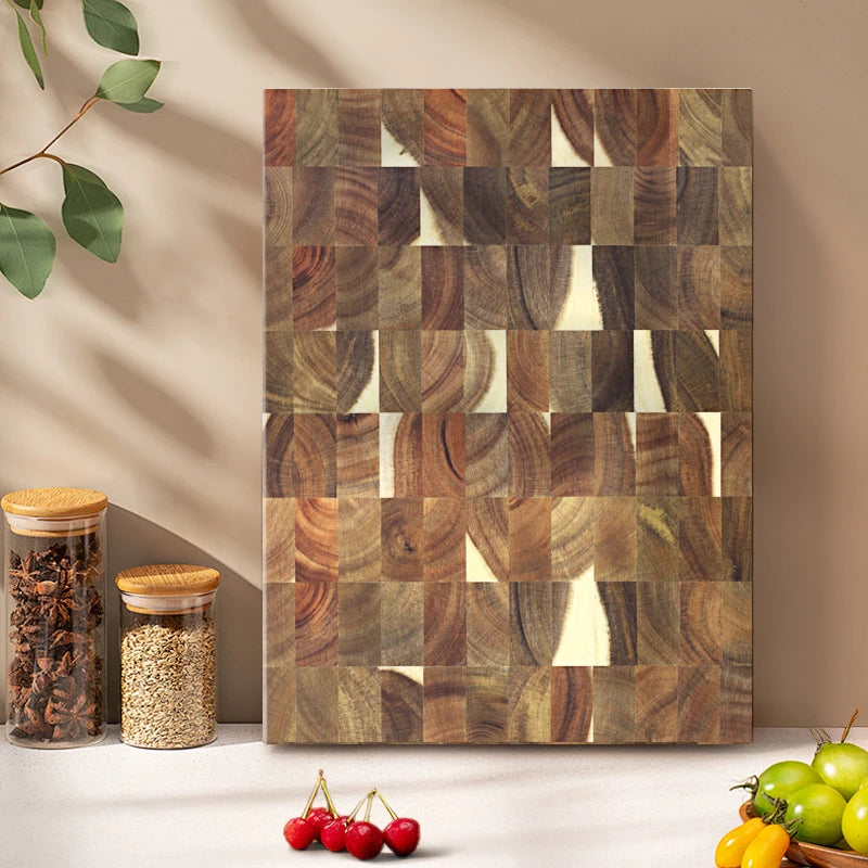 SHANZU Planche à Découper en Bois d’Acacia à Fibres Verticales Double Face – 40 × 30 × 4 cm