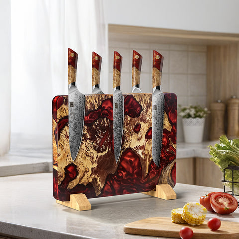 Double-Sided Magnetic Knife Block｜Natural Acacia Wood｜Elegant and Durable