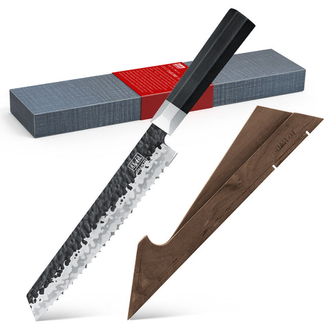 Japanese Takumi Gyuto Bread Knife + Magnetic Knife Holder