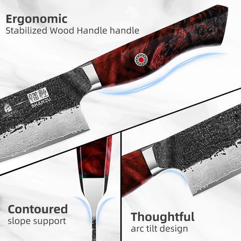 Serie Inferno | Cuchillo de Chef Damasco 8" Forjado Negro