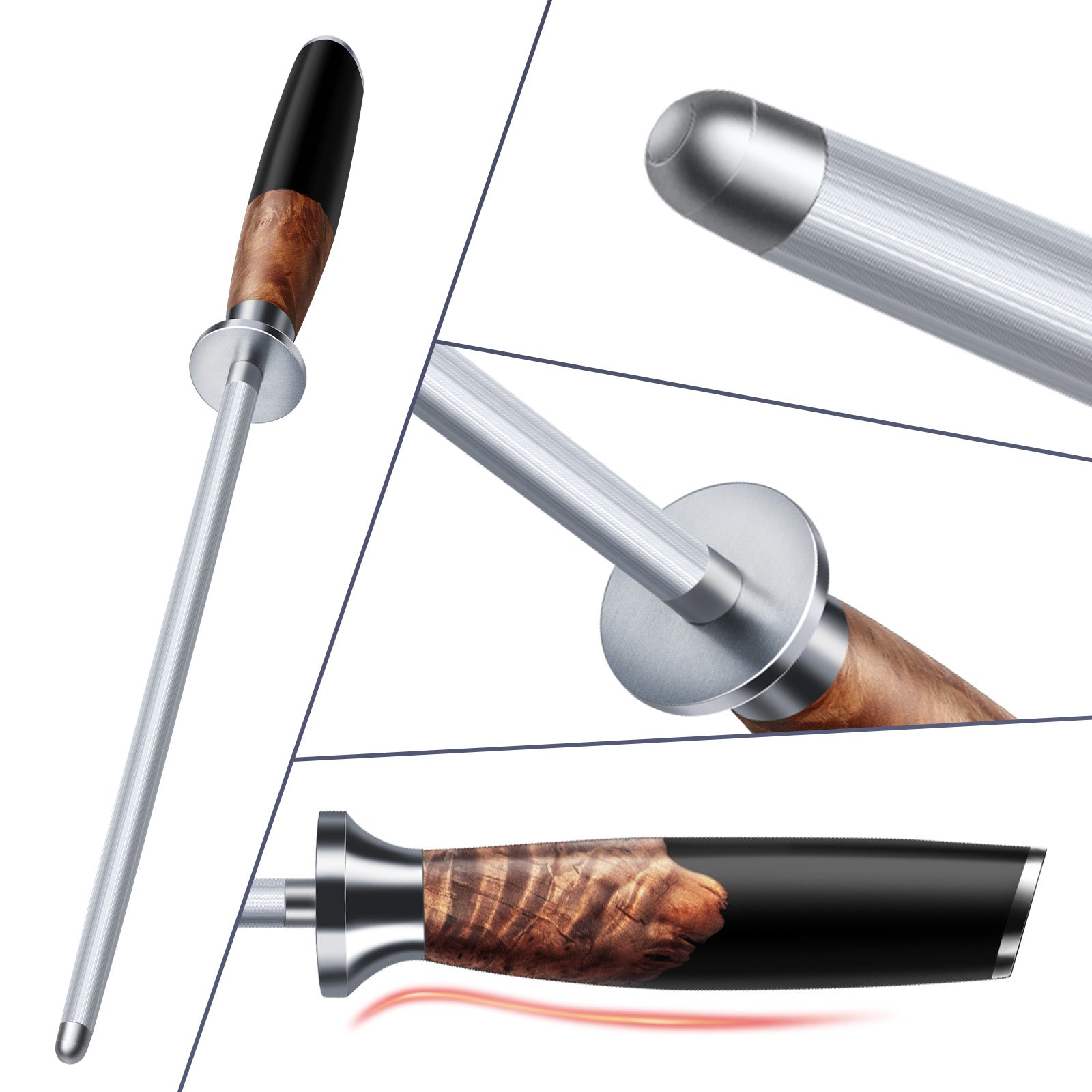 SHAN ZU Fusil para Afilar 20 cm – Barra de Afilado para Cuchillos