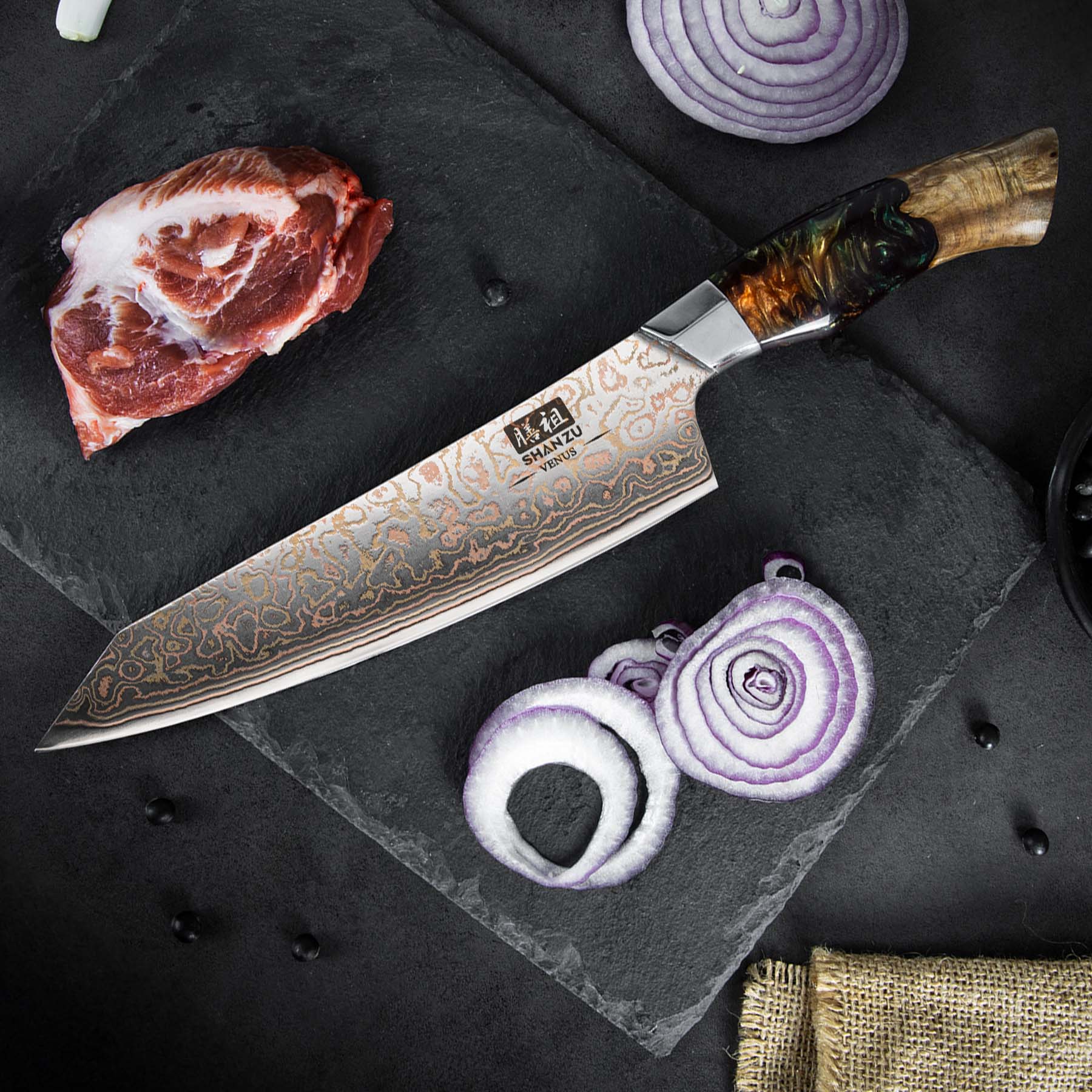 Couteau de Chef Cuivre Damas 8