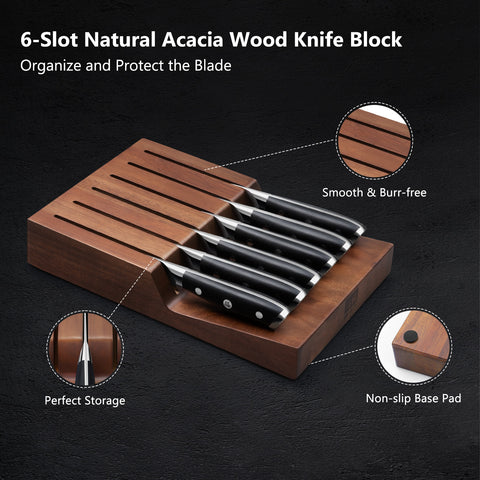 SHAN ZU PRO | 7-Piece Steak Knife Set - Damascus Steak Knives with Block