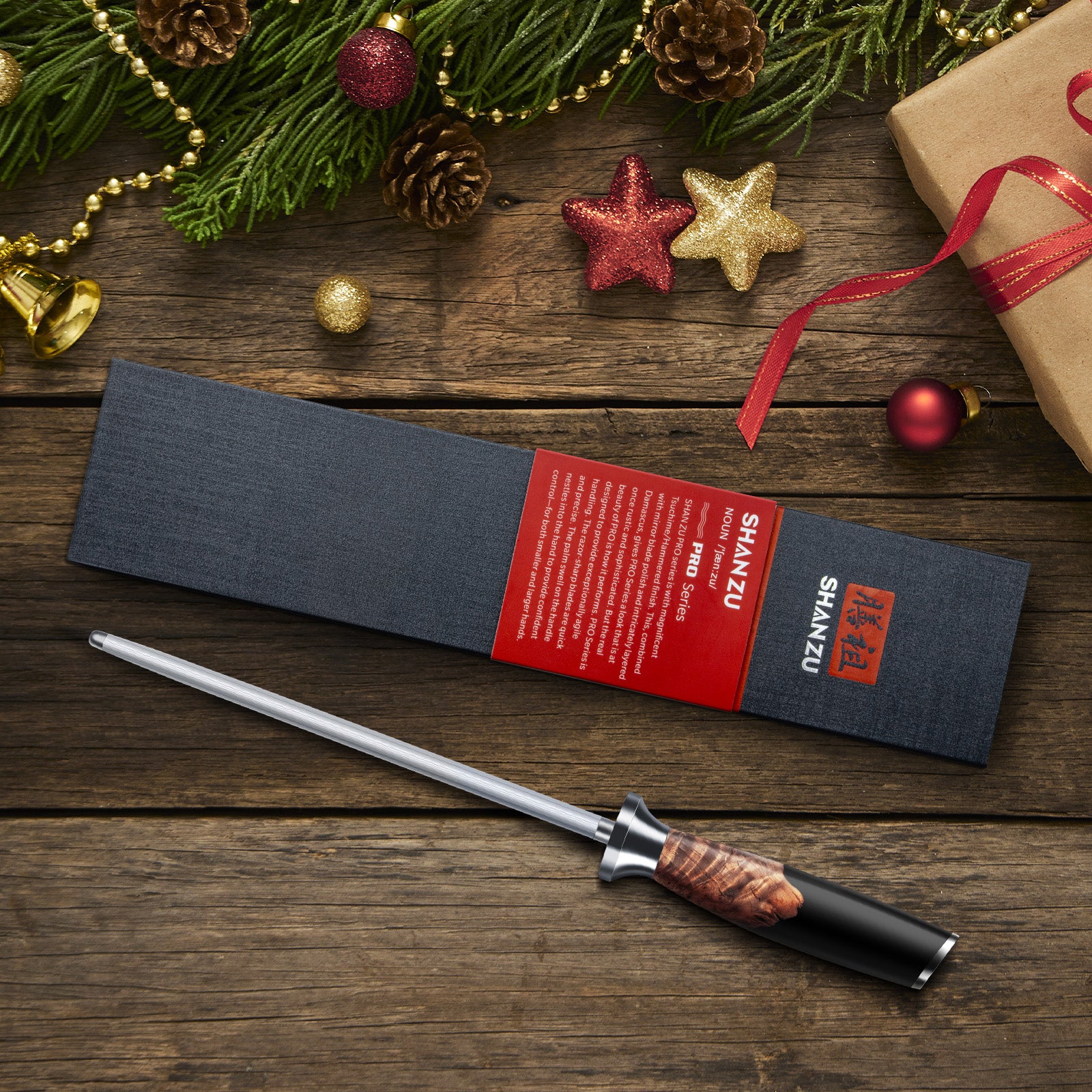 SHAN ZU Fusil para Afilar 20 cm – Barra de Afilado para Cuchillos