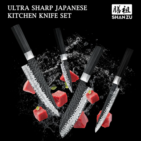 Set de 7 Couteaux Takumi Japonais Gyuto Chef+ Pierre à aiguiser