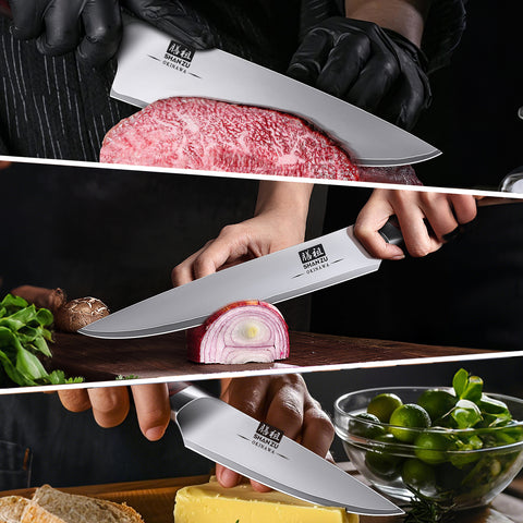 SHAN ZU Série Okinawa – Ensemble 4 pièces Acier Japonais + Barre aimantée en bois