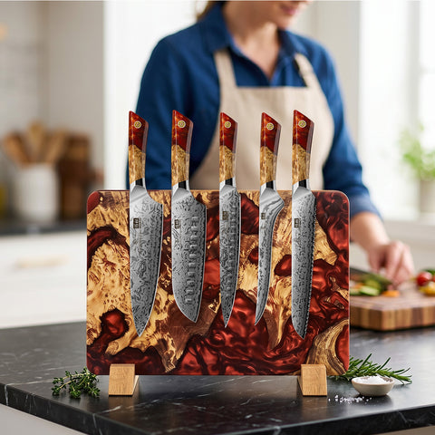 Double-Sided Magnetic Knife Block｜Natural Acacia Wood｜Elegant and Durable
