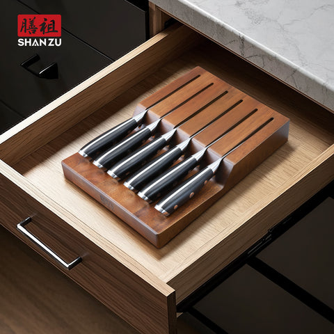 SHAN ZU PRO | 7-Piece Steak Knife Set - Damascus Steak Knives with Block