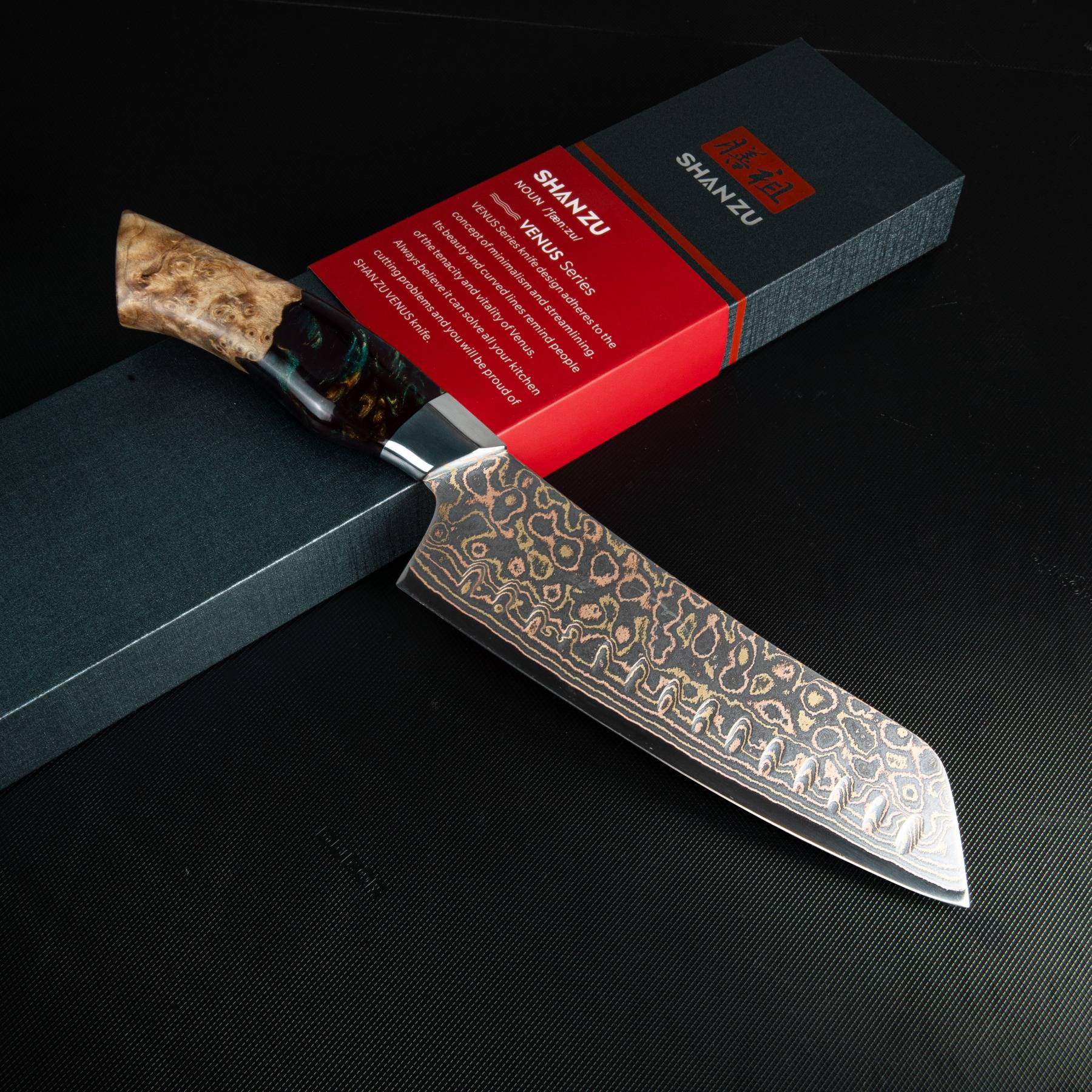 Couteau Santoku Cuivre Damas 7