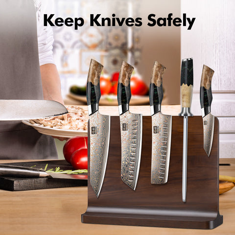 SHAN ZU Série Venus – Ensemble 5 pièces Cuivre-Damas + Barre aimantée en bois