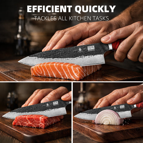 Séries Inferno | Couteau de Chef Damas 8" Forgé Noir