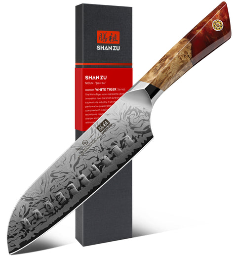 Série White Tiger | Couteau Santoku Damas SHAN ZU