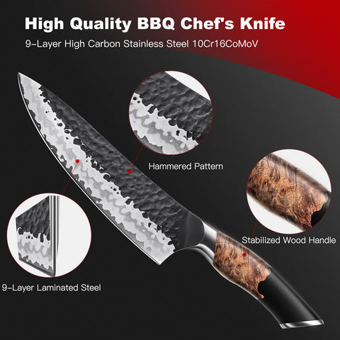 SHAN ZU TENGU | Set Couteau de Cuisine 7-Pcs + Ciseaux de Cuisine Robustes
