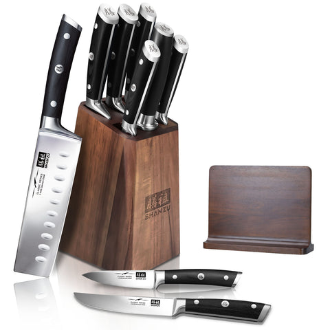 Set de couteaux Nakiri | Bloc de couteaux en acier allemand 7 pièces+ SUPPORT MAGNÉTIQUE 30 CM