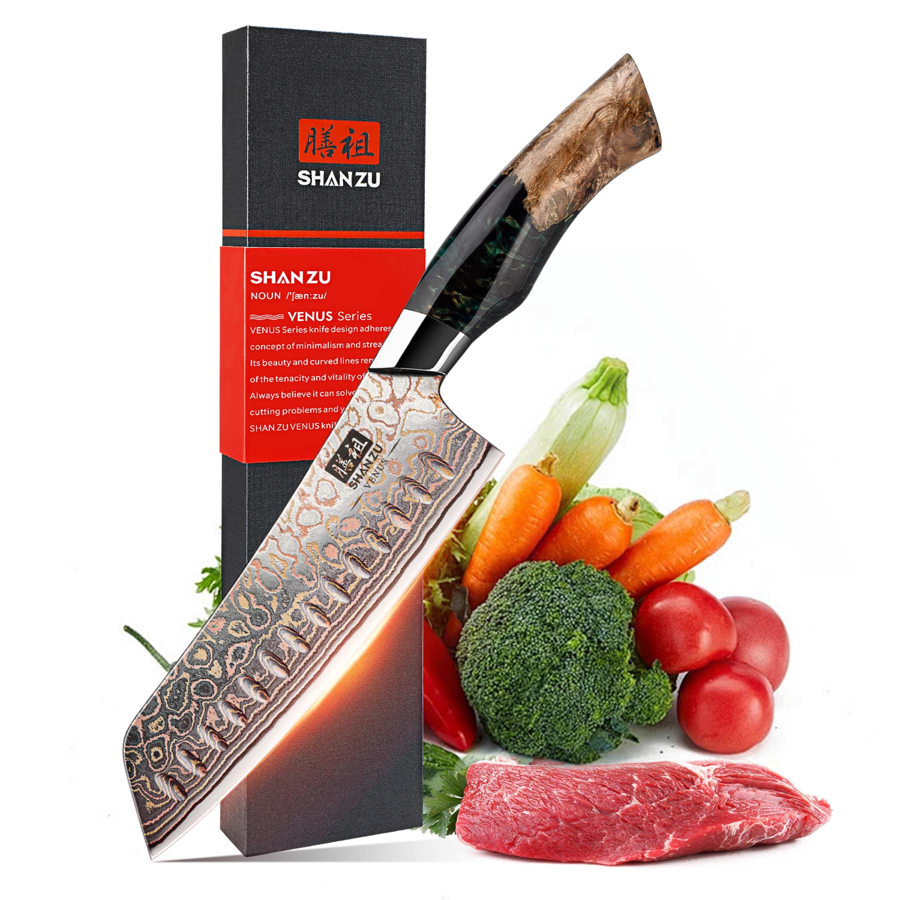 Couteau Santoku Cuivre Damas 7