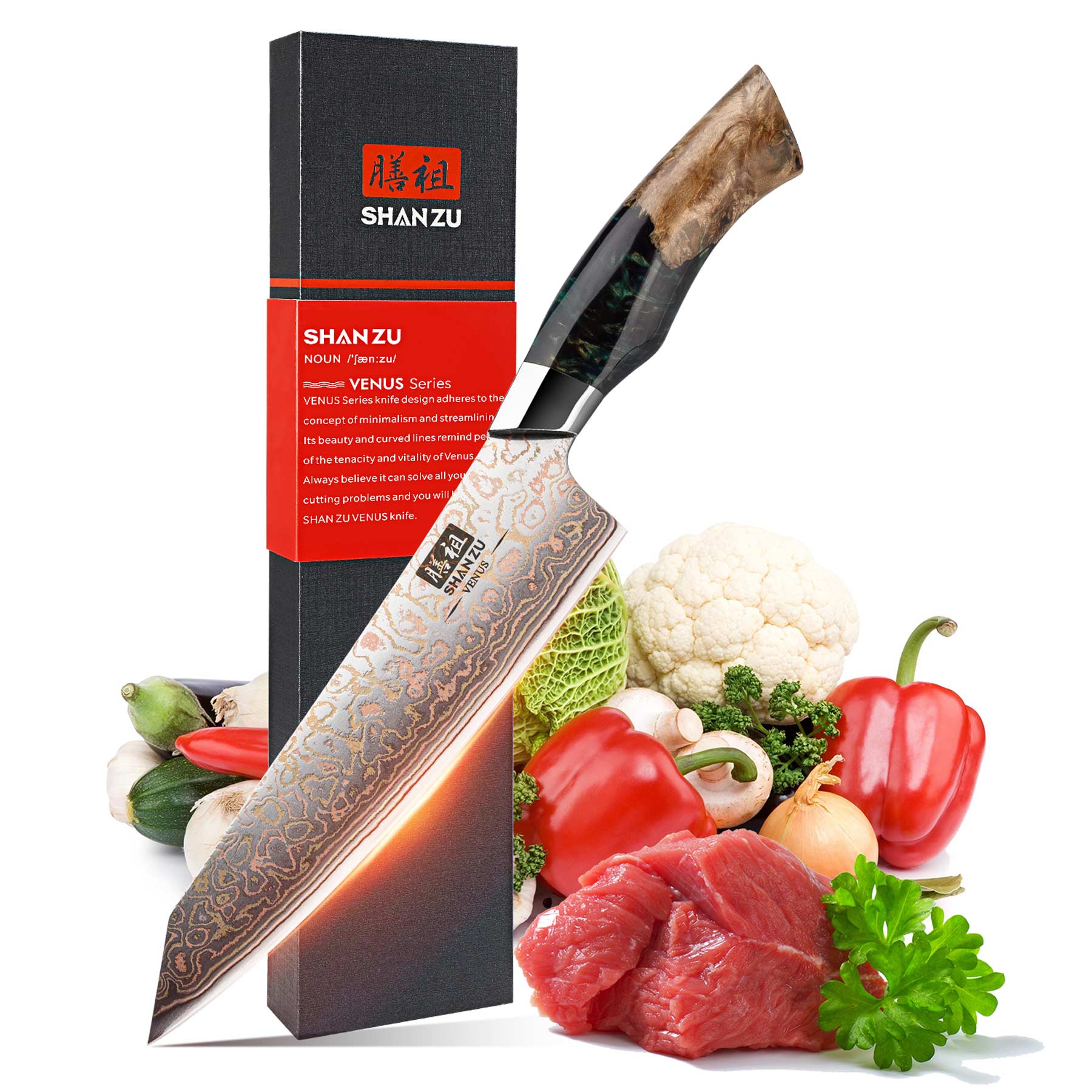 Couteau de Chef Cuivre Damas 8