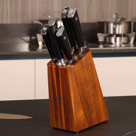 SHAN ZU GYO | 7-teiliges Damaszener-Messerblock-Set + magnetische Halterung 30 cm