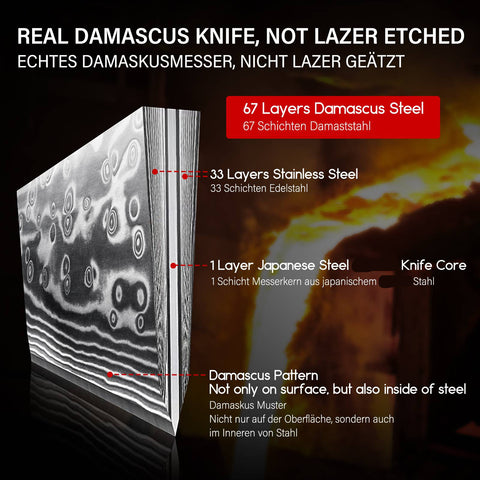 SHAN ZU Pro | Couteau de Couteau à Pain Damas +Porte-couteaux magnétique