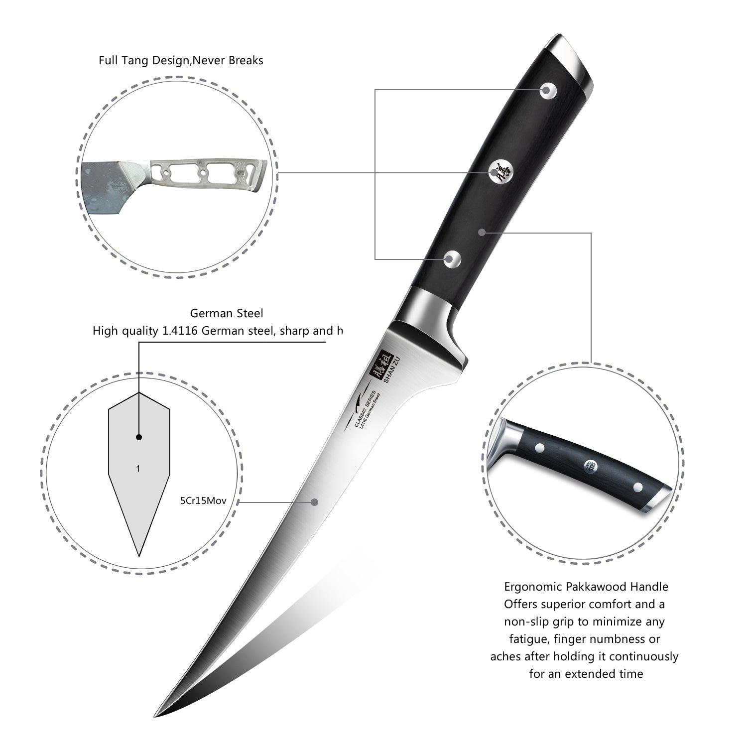 SHAN ZU Couteau à Filet 7