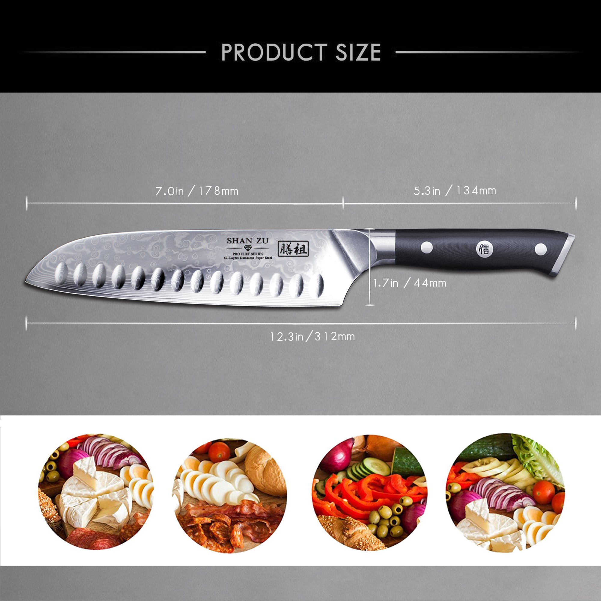 Couteau Santoku Damas 7
