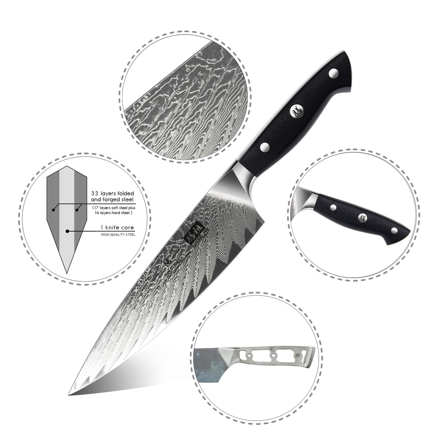 Couteau Chef Damas SHAN ZU 8